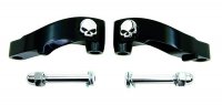 Mirror Relocation Kit Black w/ chrome skulls