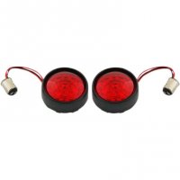 Turn Signal Inserts Red Lense/Gloss Black REAR 1157