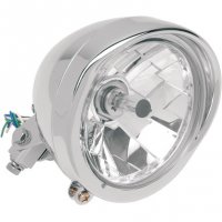 Headlight With Visor Bezel Chrome Diamond-Style Bottom-Mount