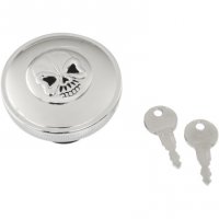 Gas Cap Screw-In Locking Skull VENTED Chrome HD L96-17