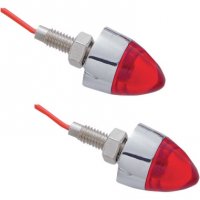 Mini Bullet Marker Lights Chrome/Red (pr)