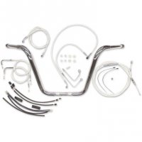 Ape Hangers & Cable Kit Caliber Chrome 12\" Softail 11-14 w/ABS