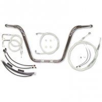 Ape Hangers & Cable Kit Caliber Chrome 12\" Softail 11-14 no ABS