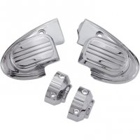 Master Cylinder Covers For Handlebar Mounted Mirrors Chrome FLHT 08-16