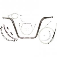 Ape Hangers & Cable Kit Caliber Chrome 12\" FLHR 14-15 no ABS