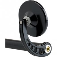Bar End Mirror With Curved Stem Black Round 3 1/4\" Dia.
