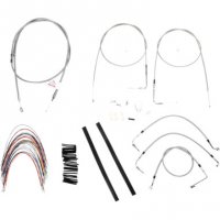 Cable/Brake Line Kit Braided S/S for 14\" Apes FLHR/FLTR 07