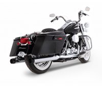 Exhaust True Duals Chrome with Black End Caps (4\" Mufflers) FLH 95-08