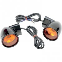 Front Turn Signals Bullet-Style Gloss Black/Amber HD 84-16