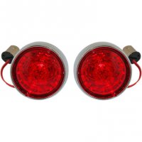 Turn Signal Inserts Red Lense/Chrome REAR 1157