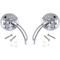 Flame/Skull Mirror Chrome 4.5\" Stem curved