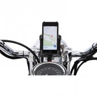 Handlebar Mount 1 1/4\" Smartphone/GPS Holder With Charger Black