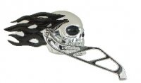 Mirrors Flaming Skull Chrome w/ Black Flames (pr)