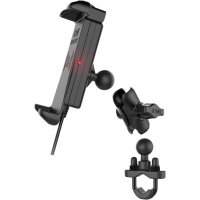 Kit Quick-Grip Waterproof Wireless Charging Handlebar Mount w/ U-Bolt and Hardwire Charger