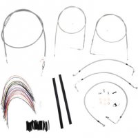 Cable/Brake Line Kit Braided S/S for 14\" Apes FLTR/FLHR 02-06 no cruise