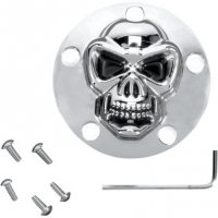 Points Cover Chrome 3-D Skull Twin Cam 99-16