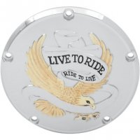 Derby Cover Live To Ride Chrome/Gold B/T 99-16